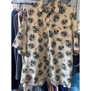 First Down Safari Gear All Over Print Shirt XL Korea Vintage 90s Button Up